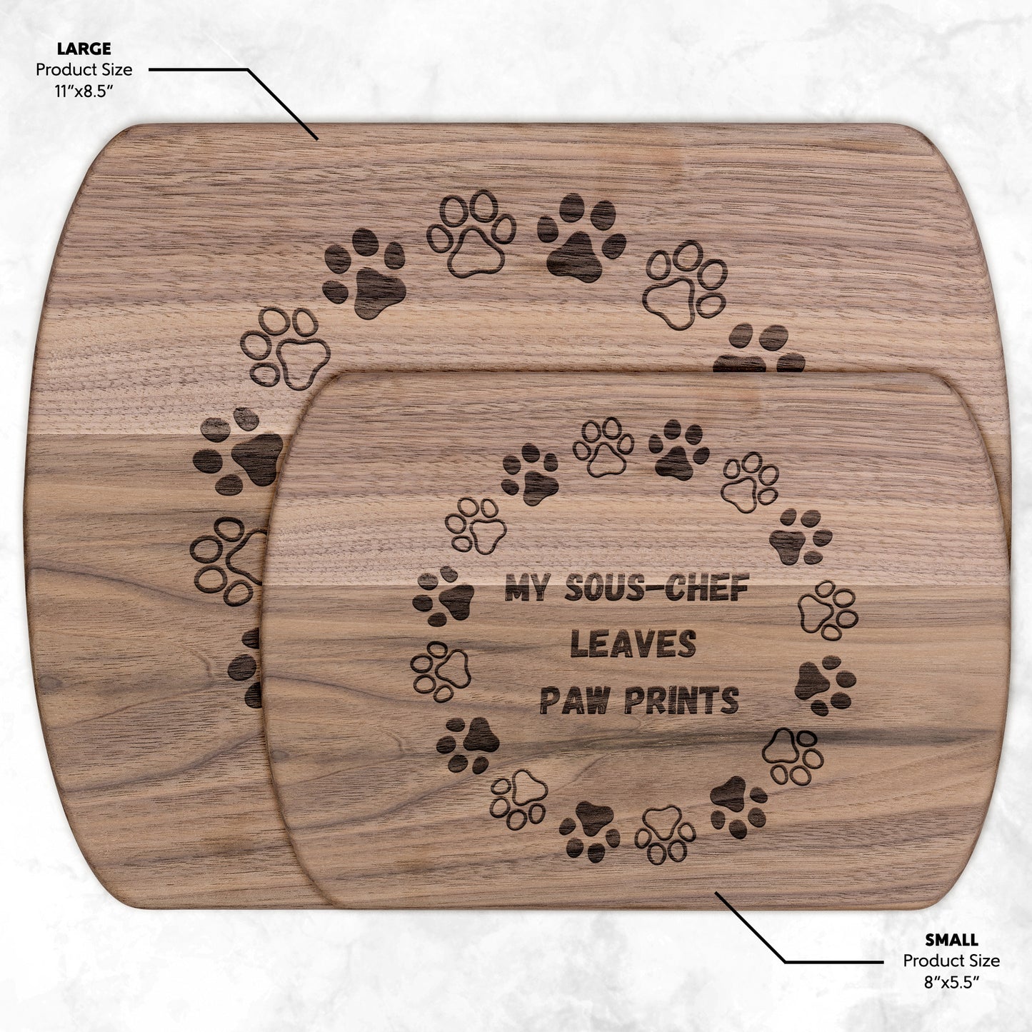 Funny Pet Wood Cutting Board: Paw Prints
