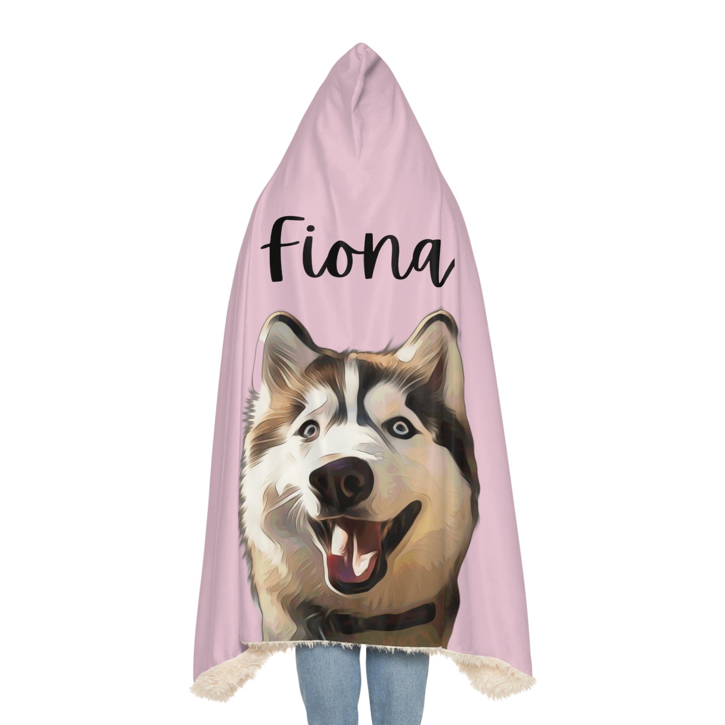 Custom Pet Name and Photo Portrait Hooded Blanket