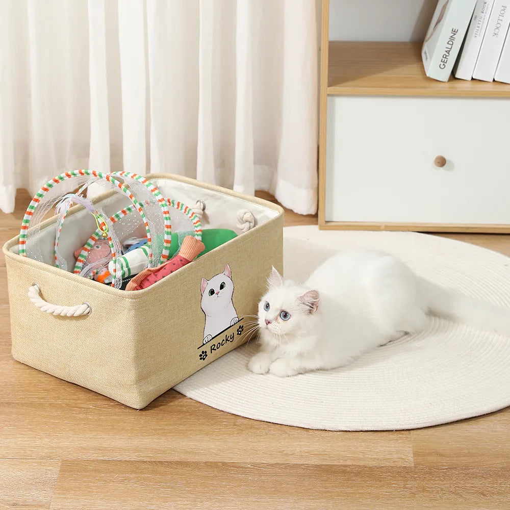 Custom Pet Name and Portrait Toy Storage Basket