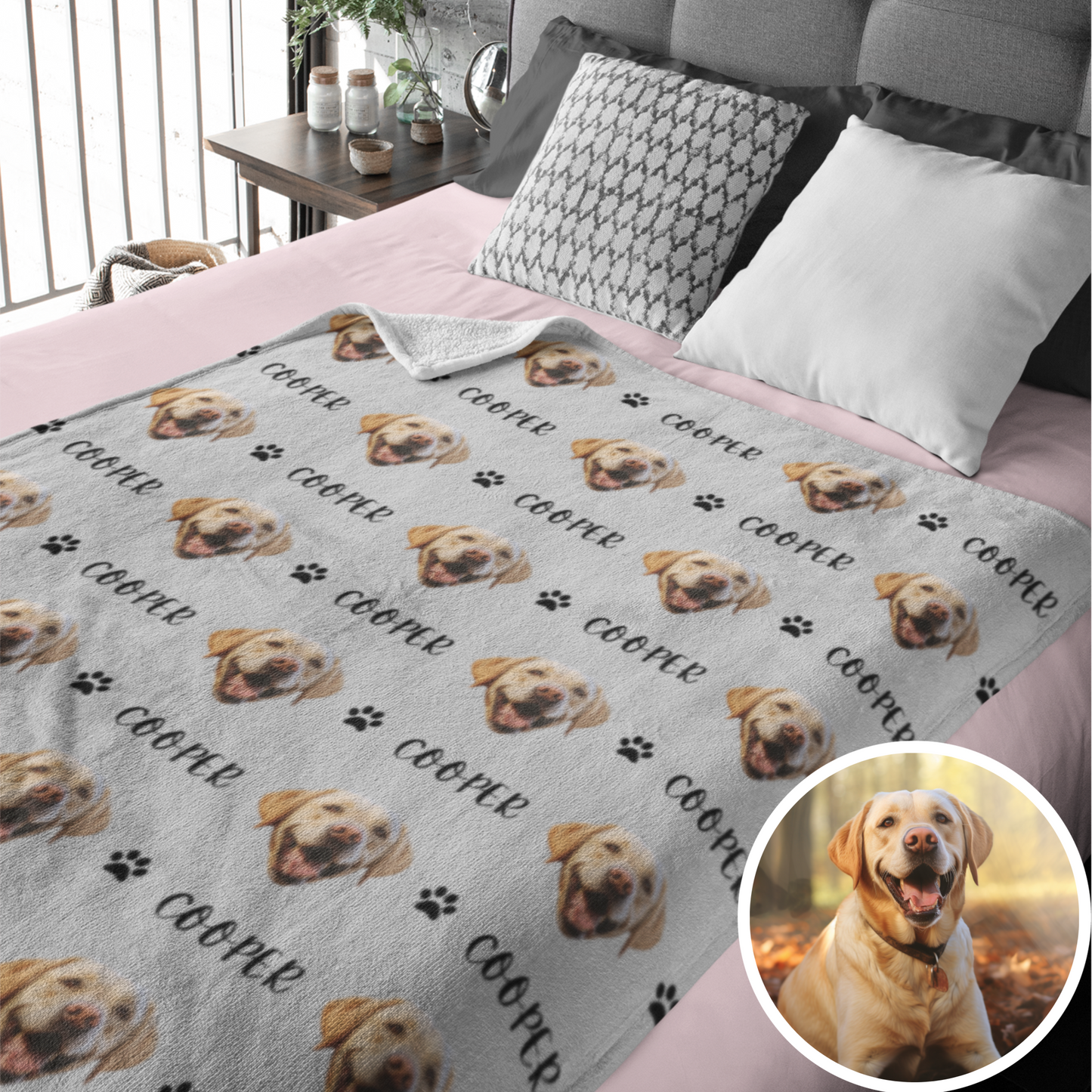 Custom Pet Name and Photo Blanket