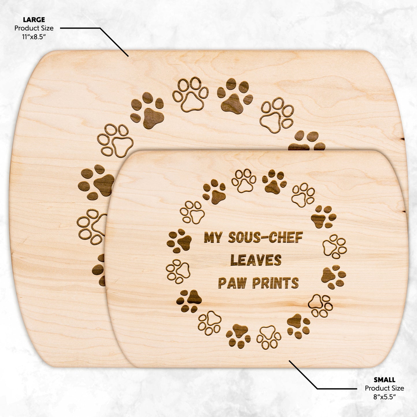 Funny Pet Wood Cutting Board: Paw Prints