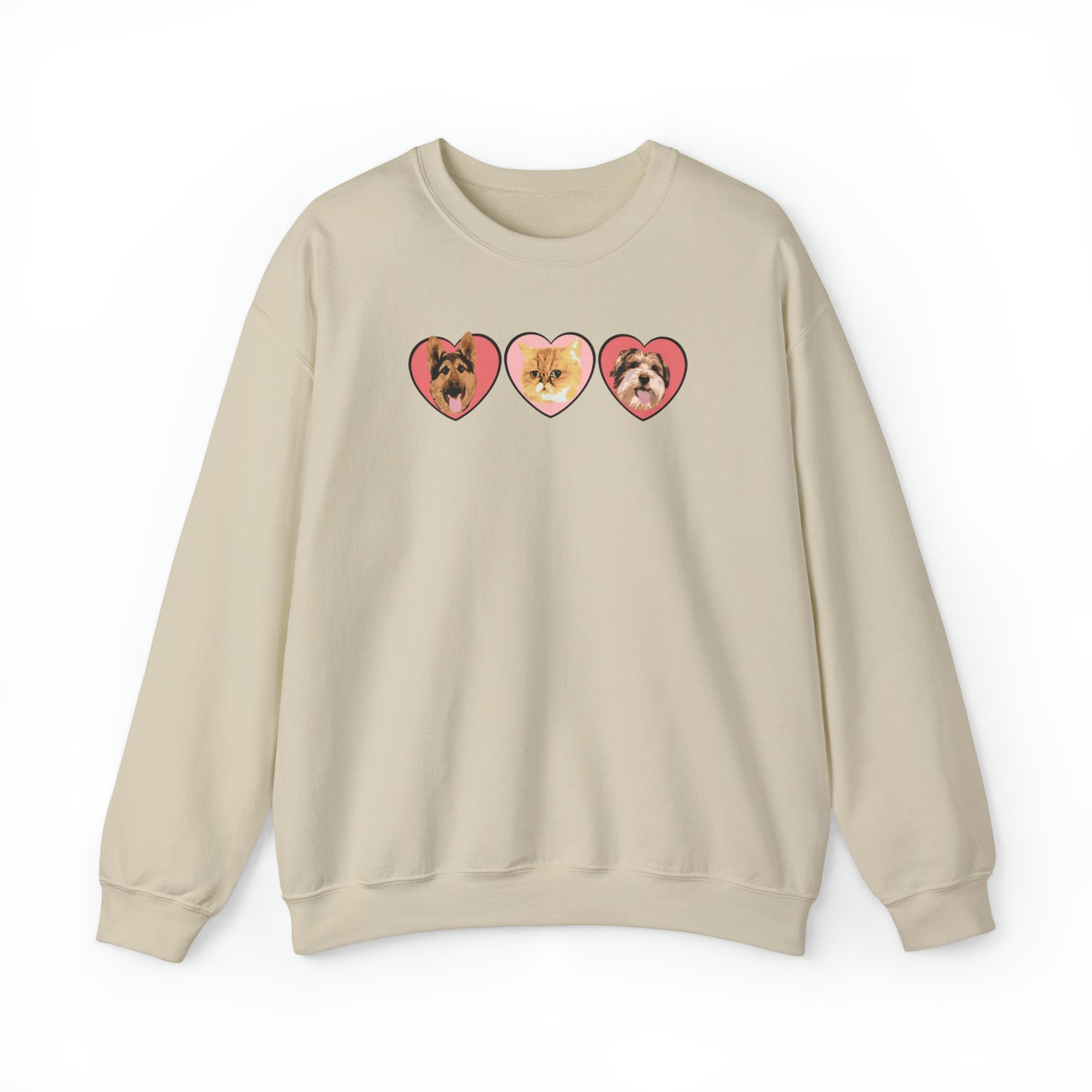 Custom Pet Portrait with Heart Cozy Sweatshirt