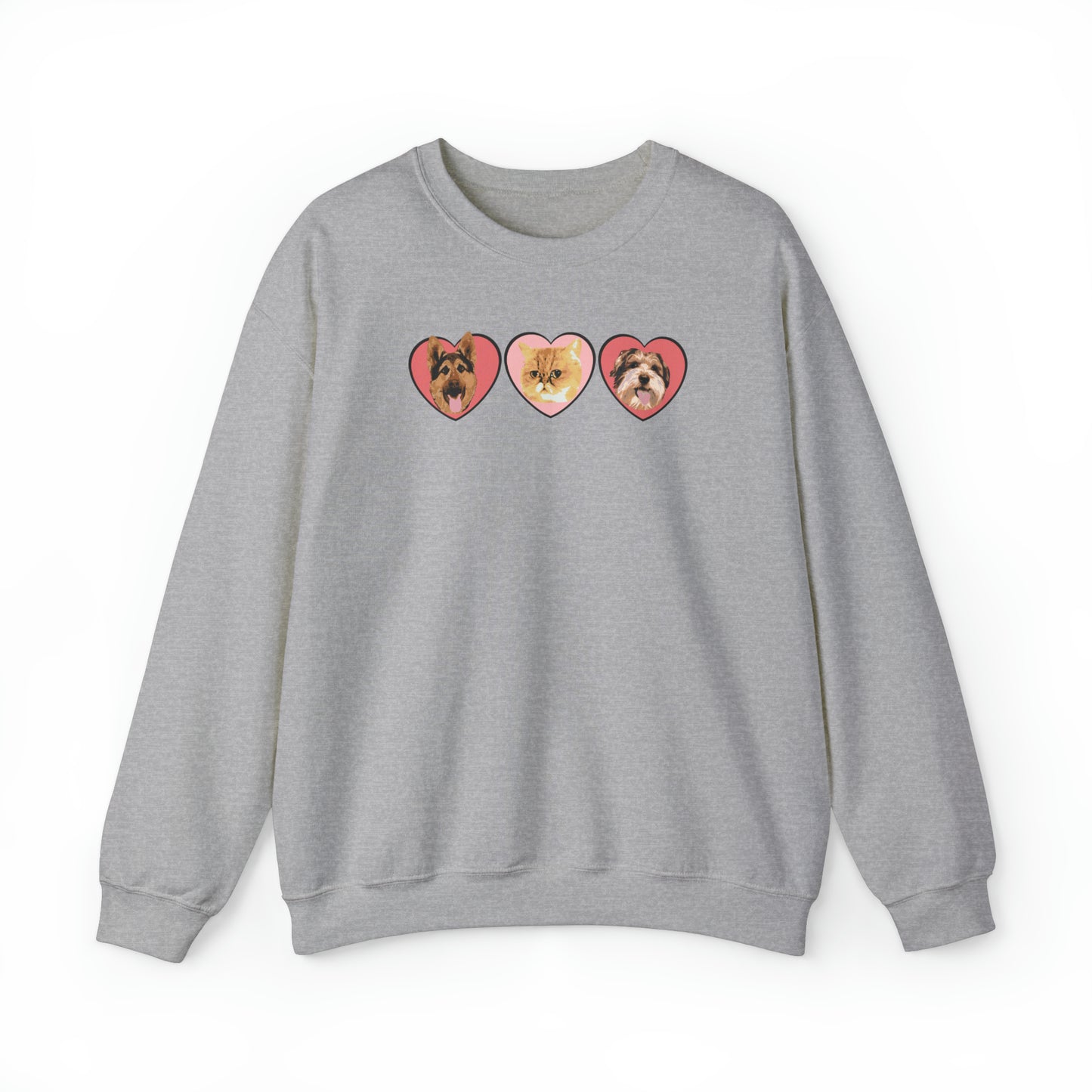 Custom Pet Portrait with Heart Cozy Sweatshirt