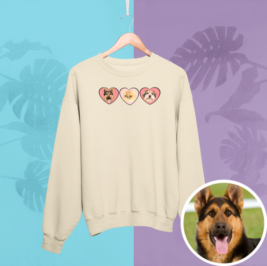 Custom Pet Portrait with Heart Cozy Sweatshirt