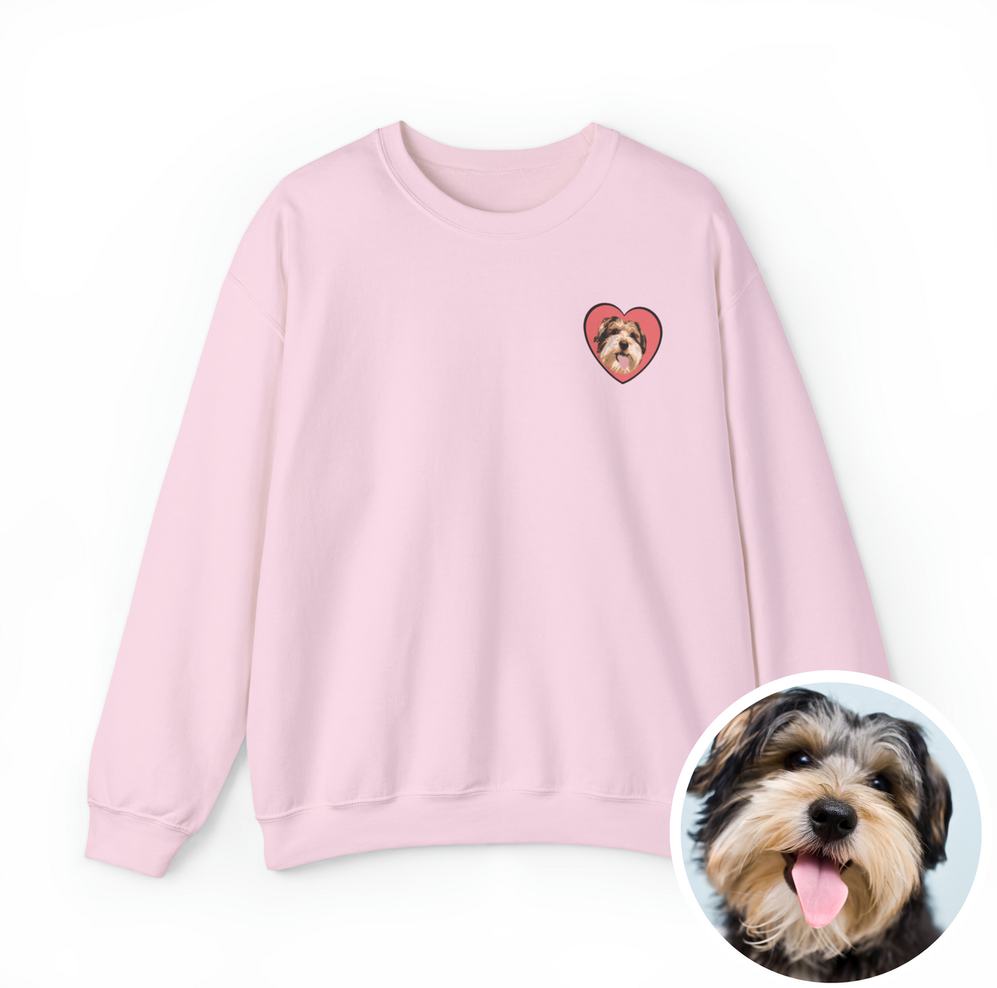 Custom Pet Portrait with Heart Cozy Sweatshirt