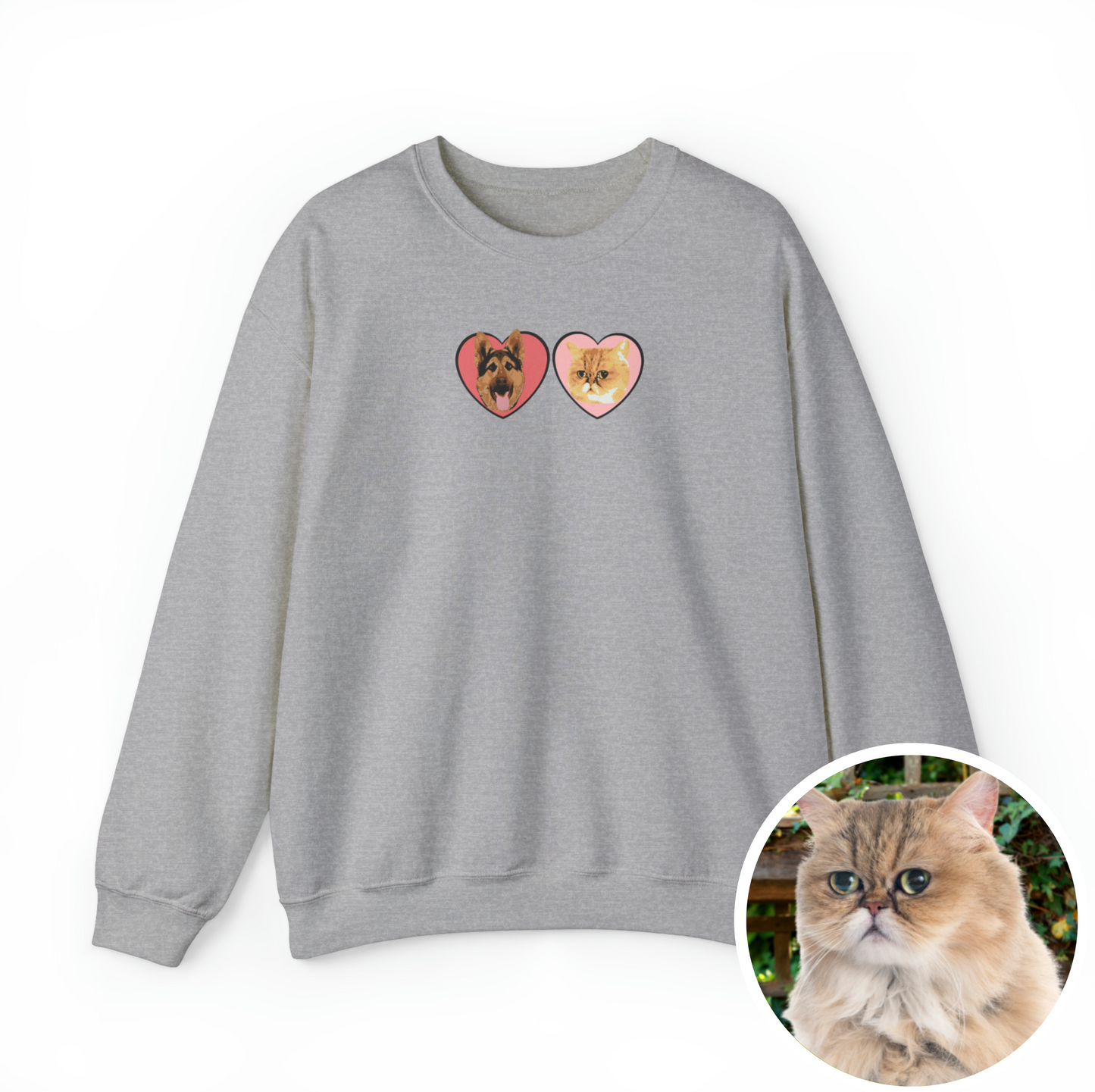 Custom Pet Portrait with Heart Cozy Sweatshirt