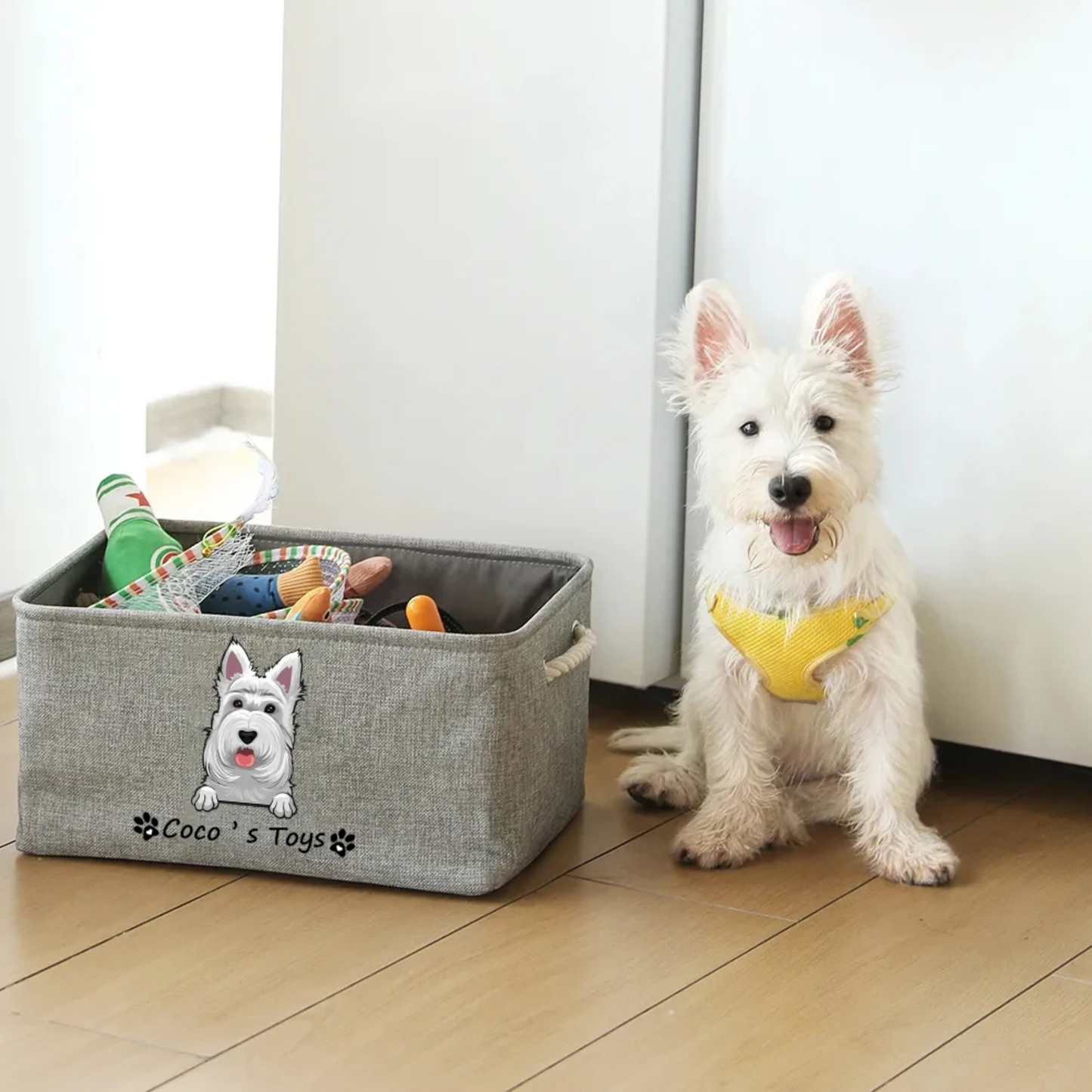 Custom Pet Name and Portrait Toy Storage Basket