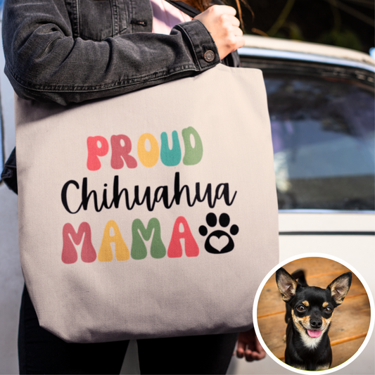 Custom Breed Proud Mama Tote Bag  Retro Style