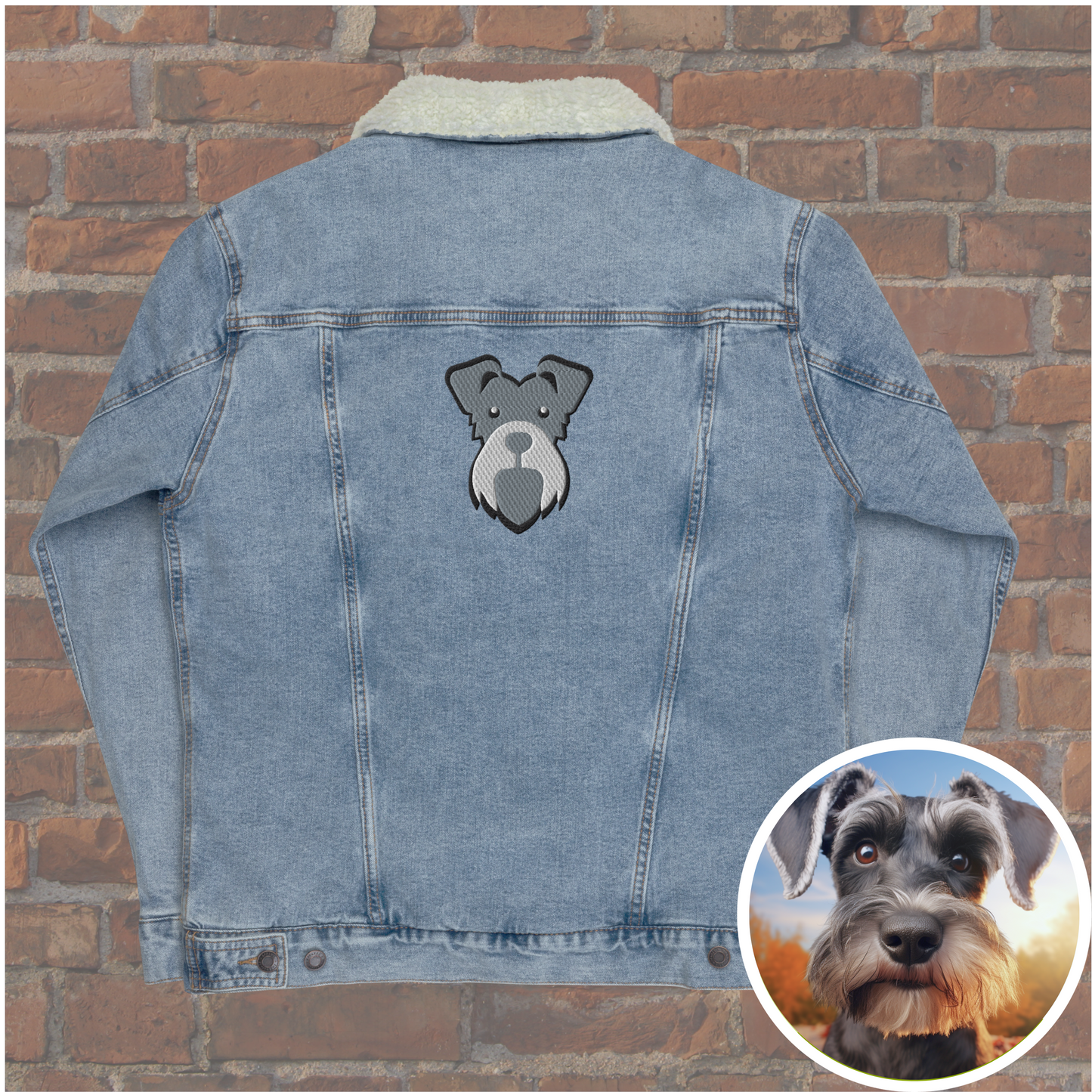 Custom Pet Cartoon Denim Sherpa Jacket