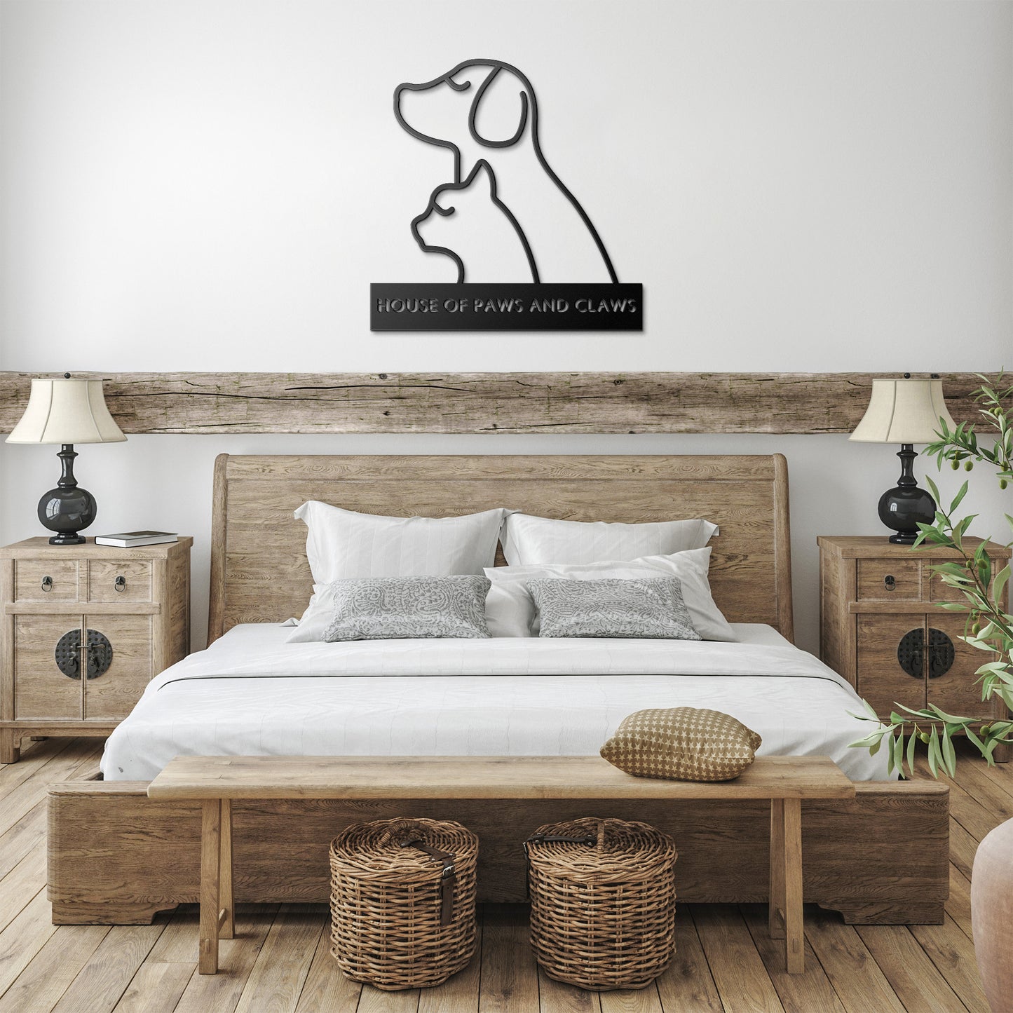 Dog and Cat Metal Wall Art Sign: House of Paws and Claws