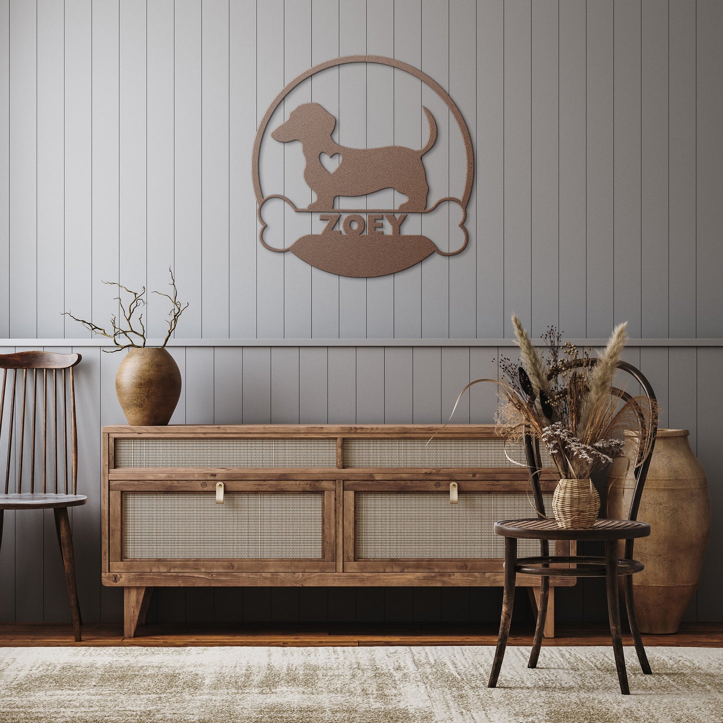 Custom Pet Name and Silhouette Metal Wall Art Sign