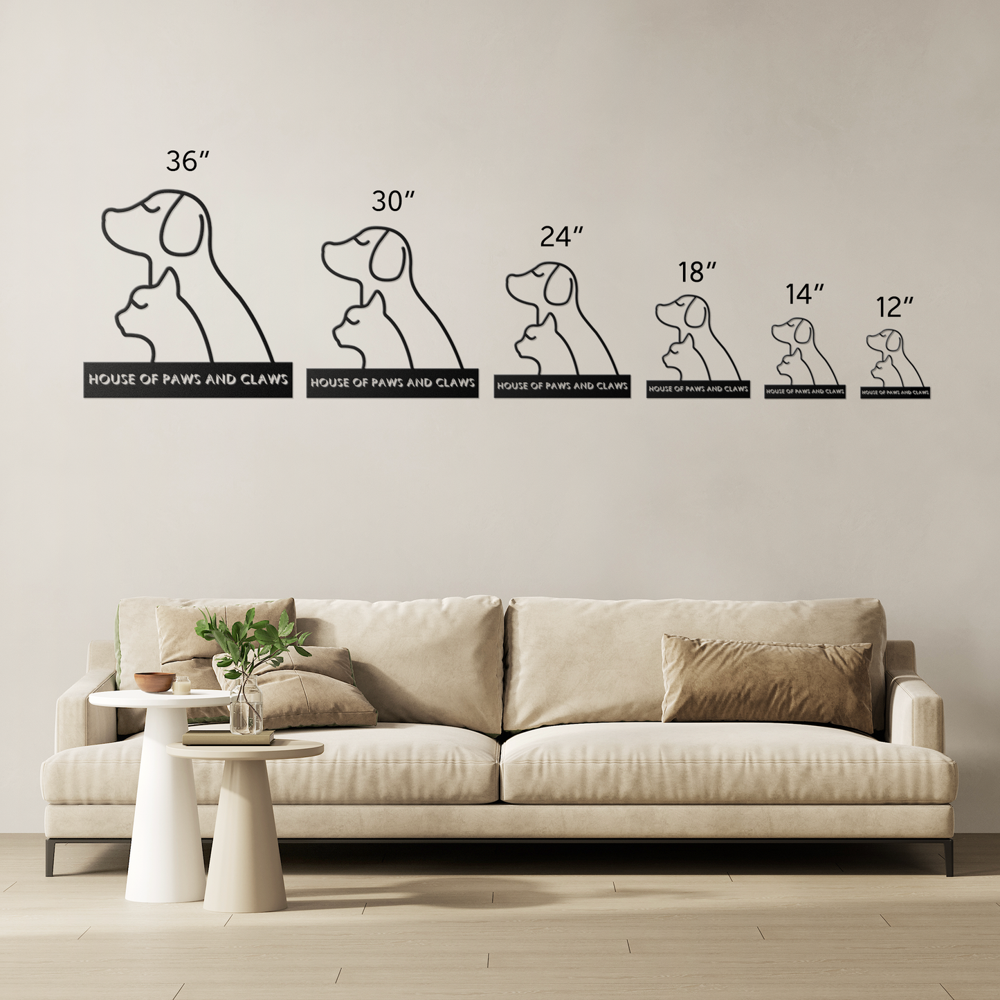 Dog and Cat Metal Wall Art Sign: House of Paws and Claws