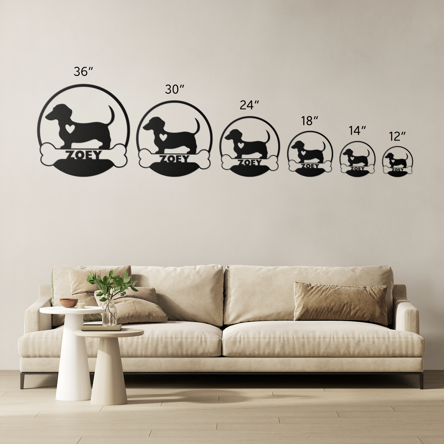 Custom Pet Name and Silhouette Metal Wall Art Sign