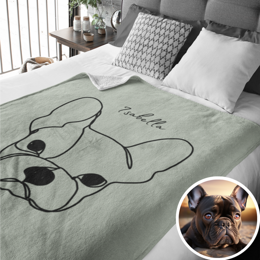 Custom Pet Name and Line Art Cartoon Blanket