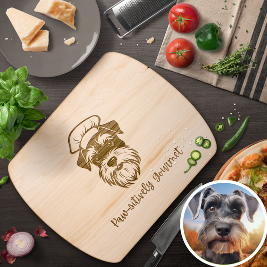 Custom Chef Hat Pet Wood Cutting Board: Pawsitively Gourment