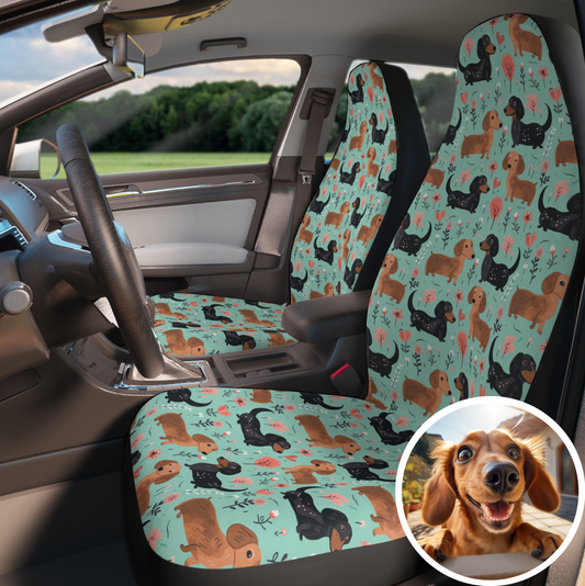 Custom Floral and Pet Pattern Car Front Seat Covers