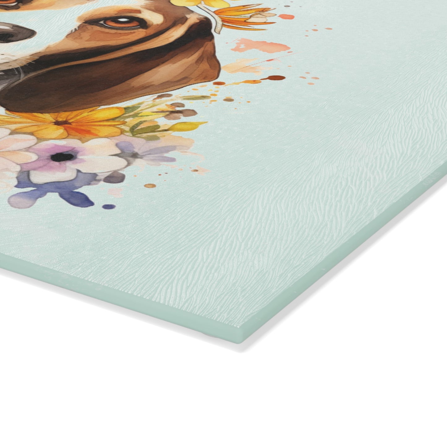 Custom Floral and Pet Glass Cutting Board Watercolor Style