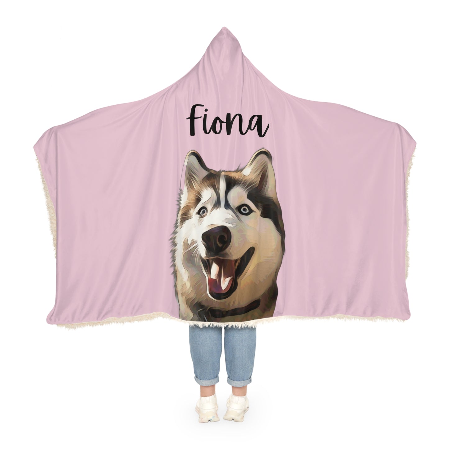 Custom Pet Name and Photo Portrait Hooded Blanket