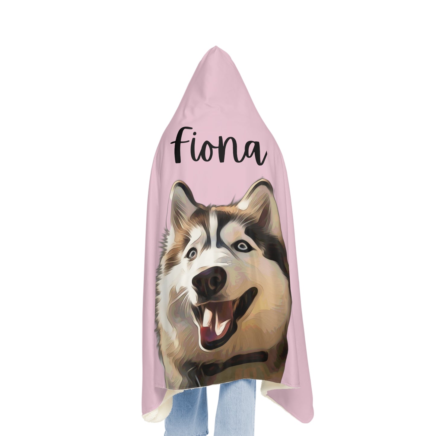 Custom Pet Name and Photo Portrait Hooded Blanket