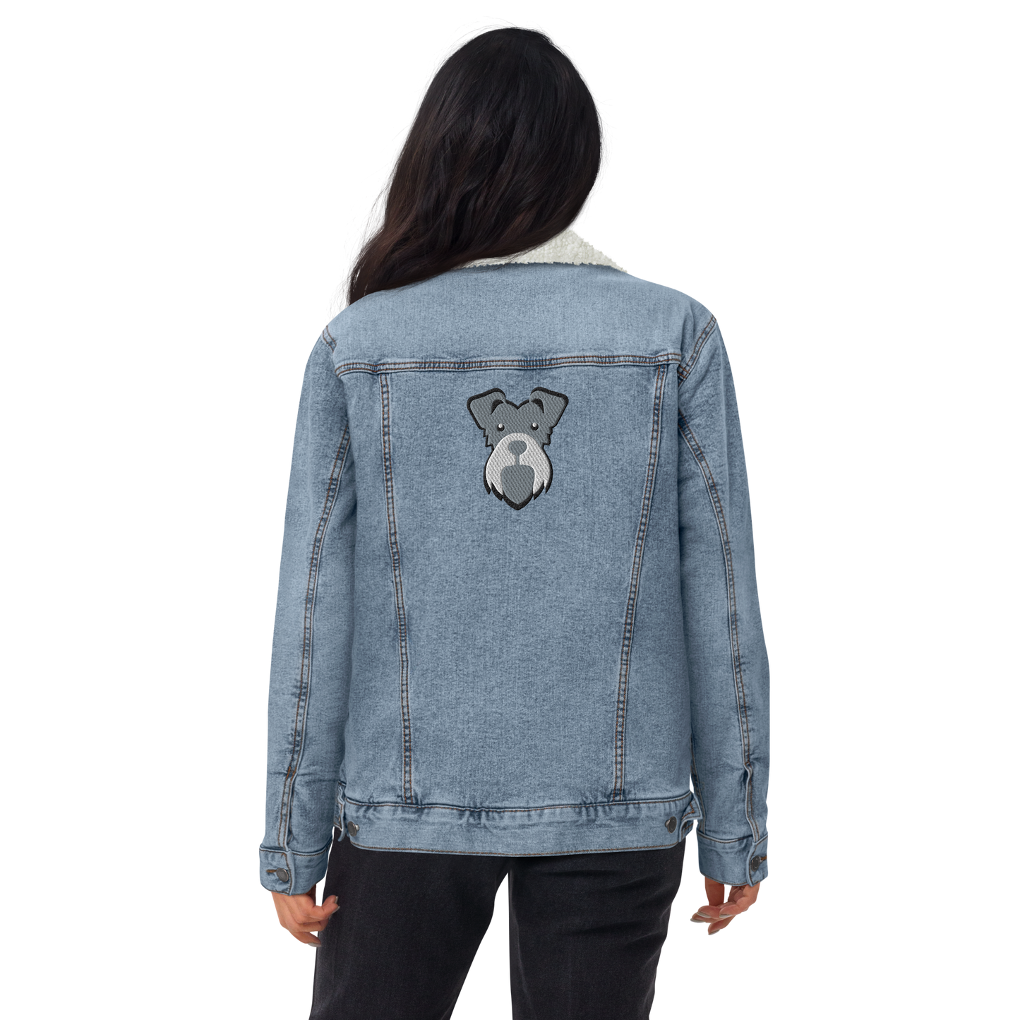 Custom Pet Cartoon Denim Sherpa Jacket